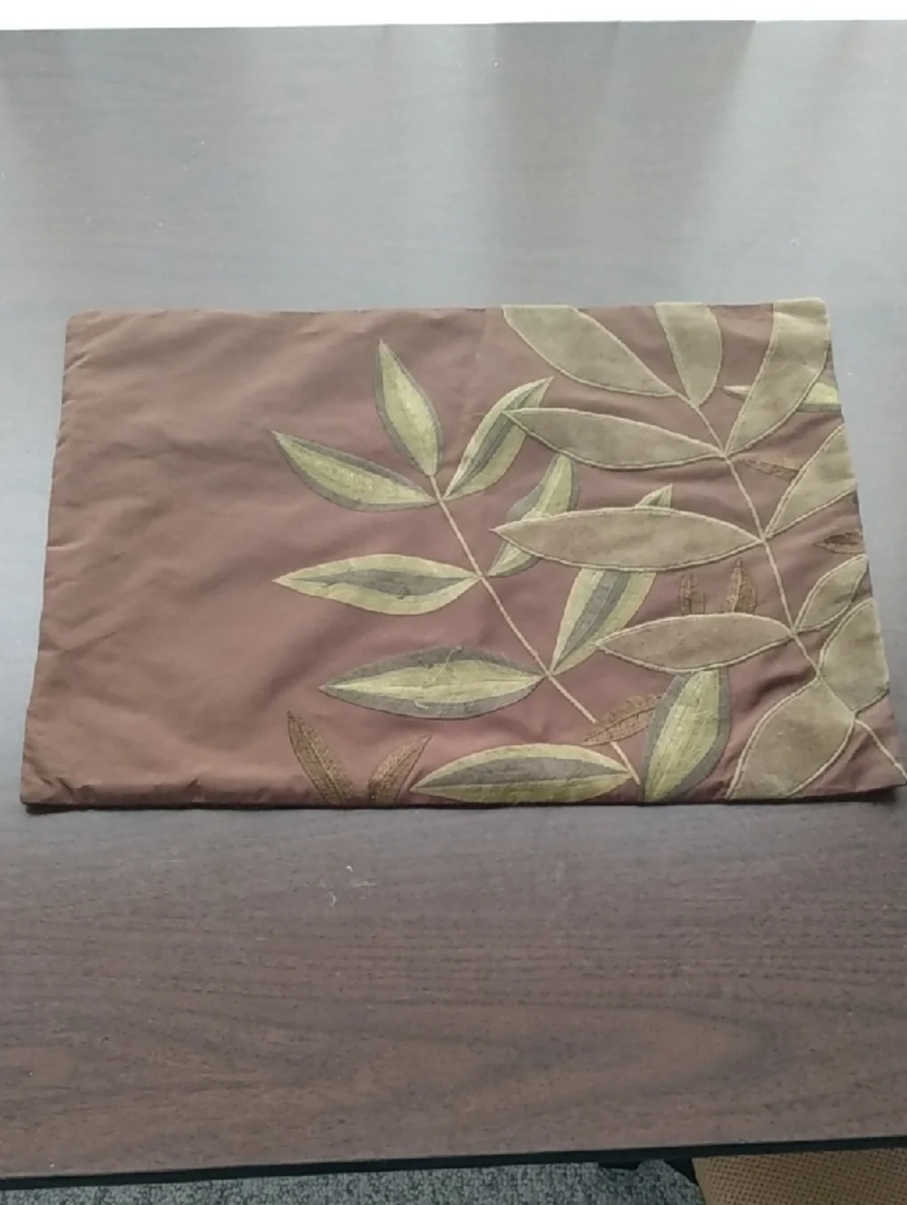 Pier 1 Botanical Embroidered Throw Pillow Cover in Brown & Olive Green